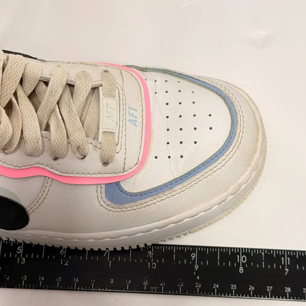 Nike Air Force 1‎ Shadow SE Casual Sneakers White Pink Blue Yellow Size 7.5